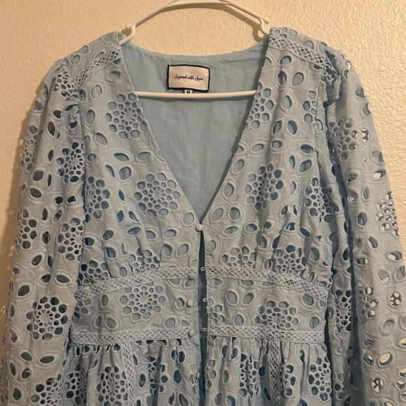 Layered with Love Size M Light Blue Eyelet Dress - Picture 2 of 12